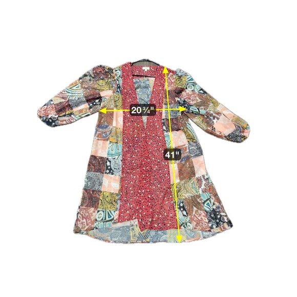 Umgee Womens Patchwork Sheer Open Front Kimono Cardigan With Leopard Print Trim - Picture 7 of 9